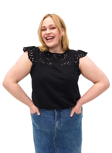 Zizzi T-Shirt Bio-Baumwolle Lochstickerei Rundhals Gr.42-60