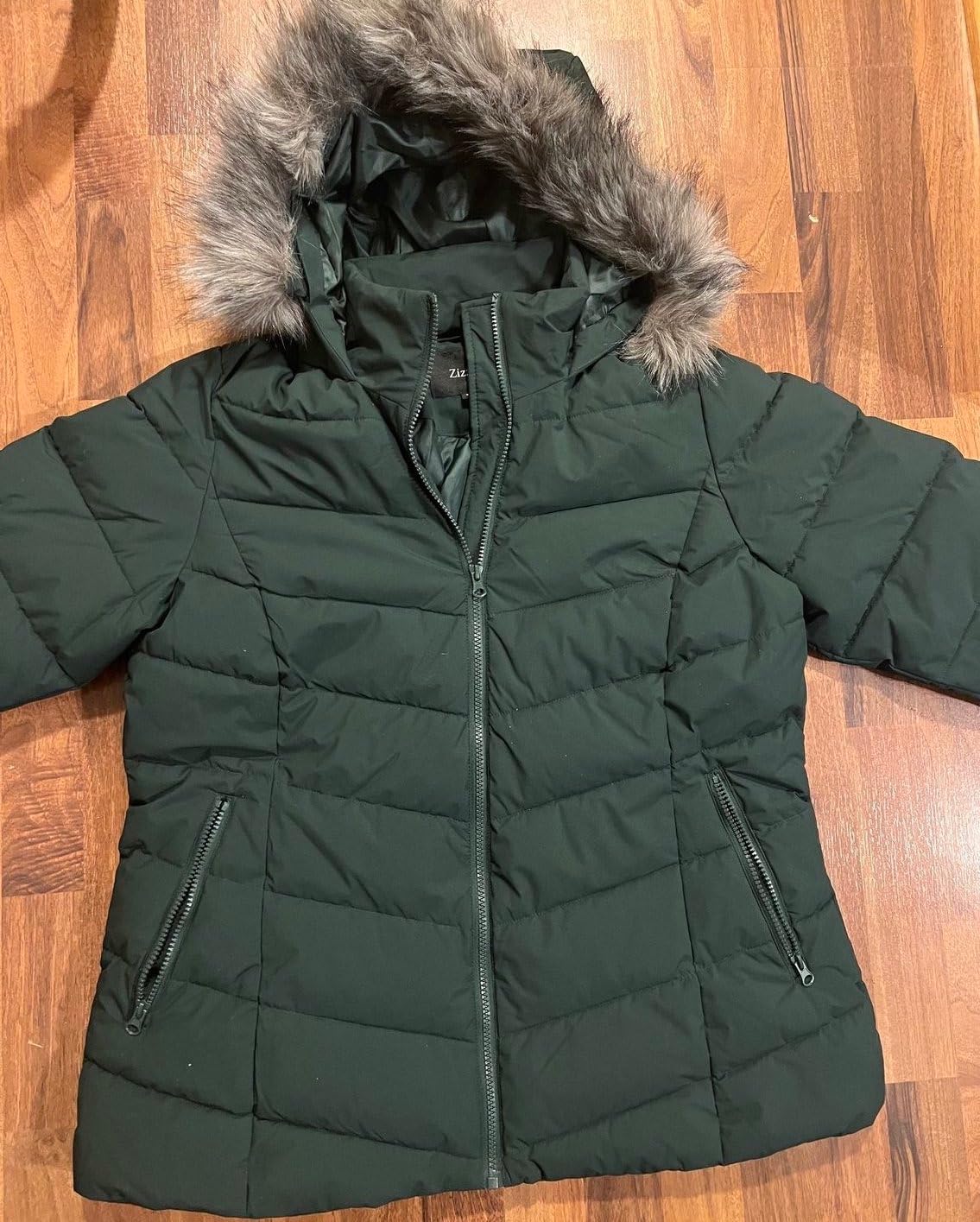 Zizzi Steppjacke Kapuze Fellkragen Schwarz Damen
