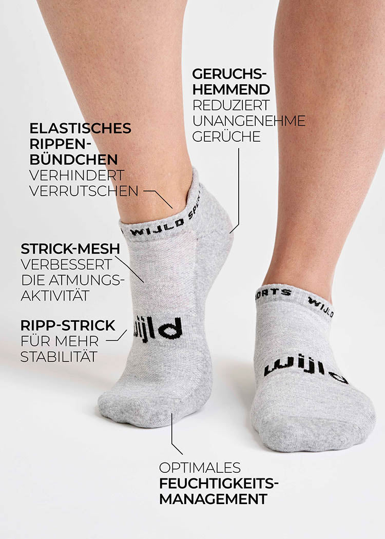 Wijld Woodsocks Sportsocken Sneaker Gray Melange Lyocell
