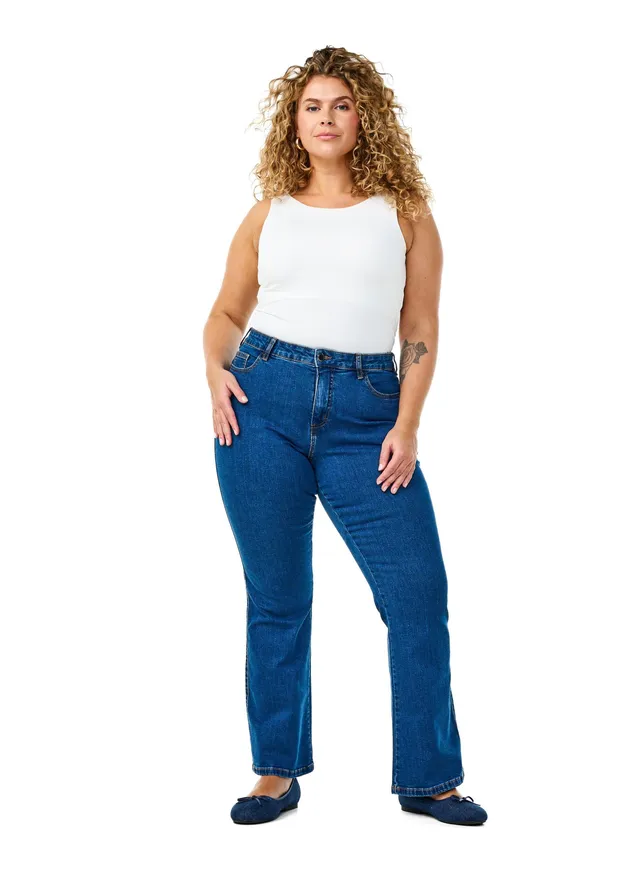 Zizzi Ellen High Waist Bootcut Jeans Dark Blue 42W/32L