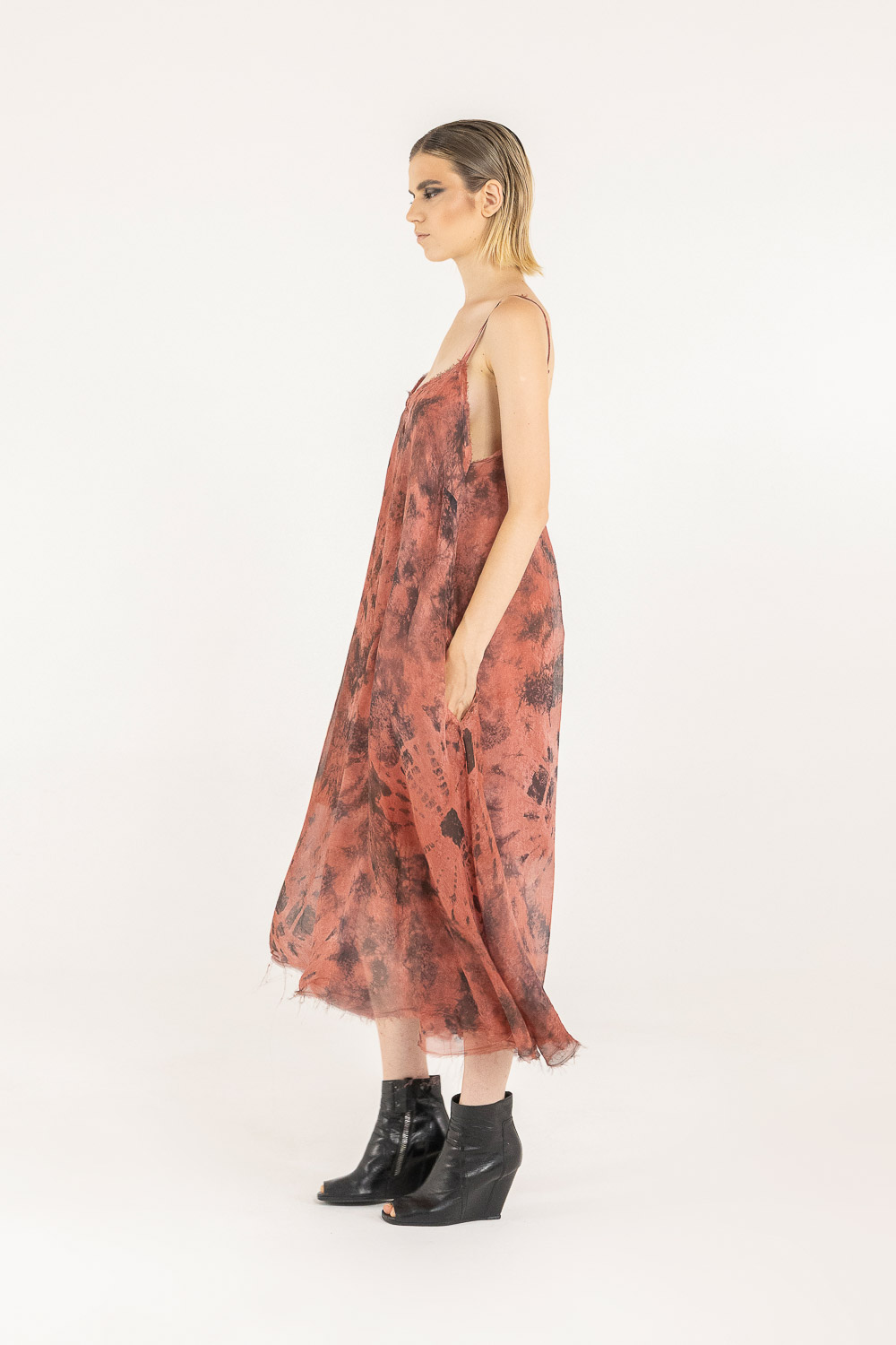 Sanctamuerte Abiti Sottoveste Unterkleid Viskose Seide Batik