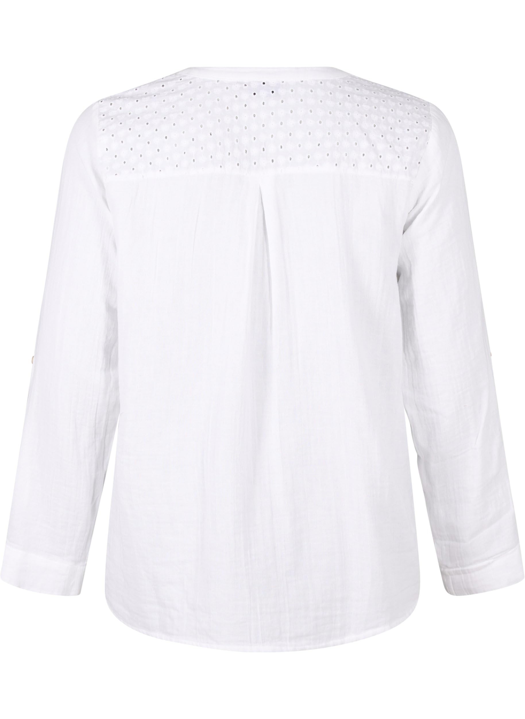 Zizzi Blouses Bluse Baumwolle Langarm Lochstickerei