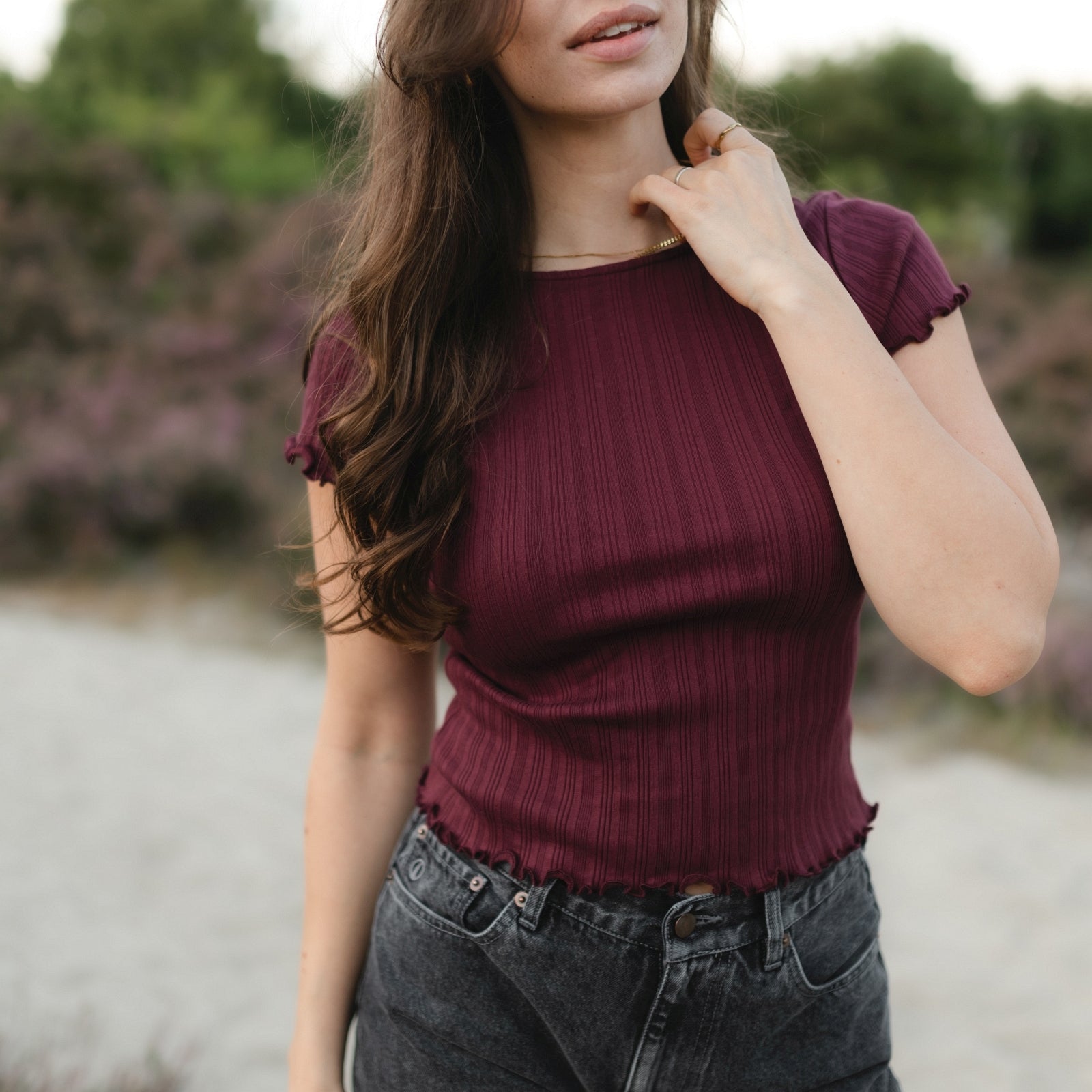 NORDLICHT Maja T-Shirt Cherry Langarm Bio-Baumwolle