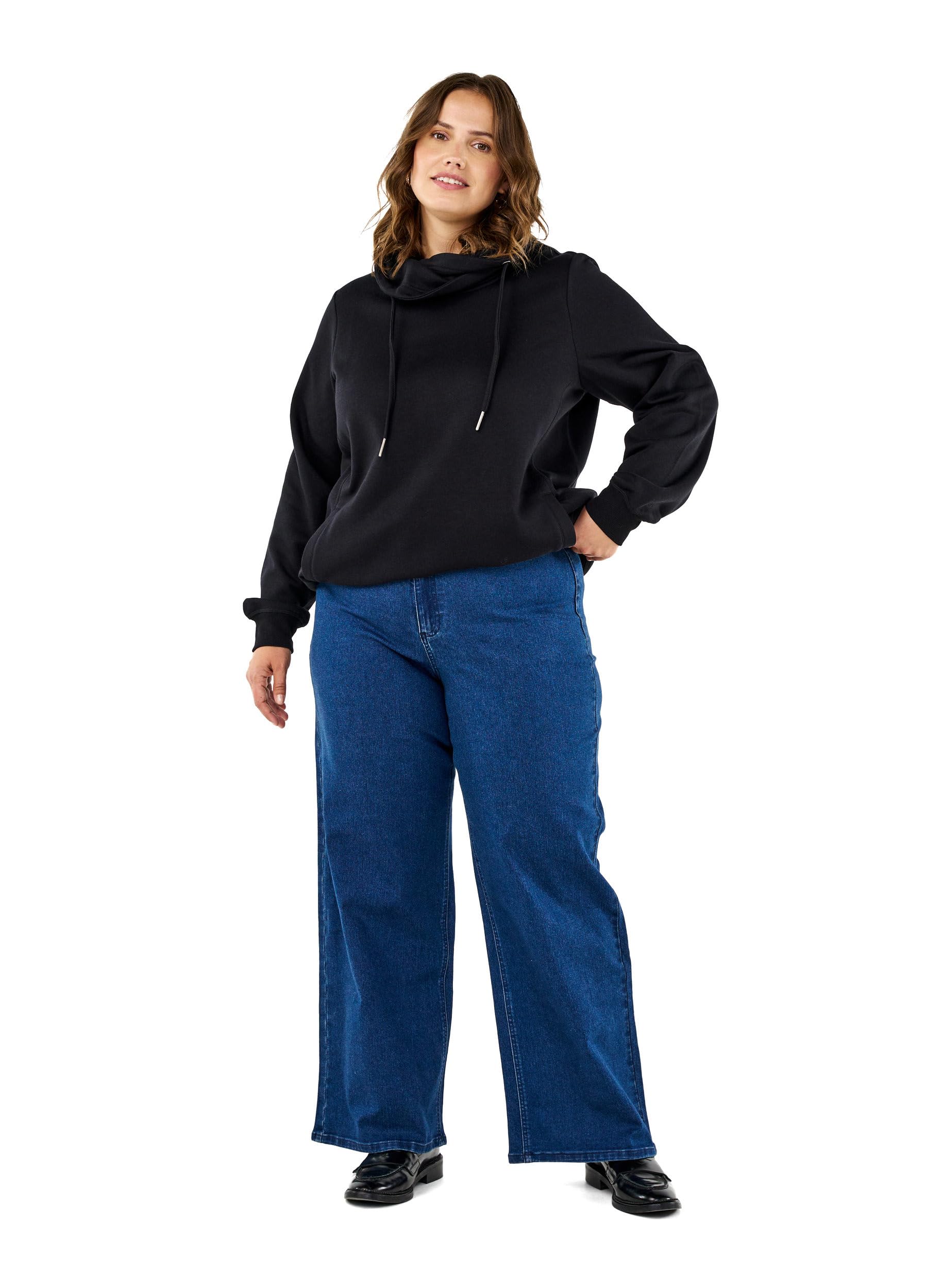 Zizzi Flash Jeans Damen Weites Bein High Waist Stretch