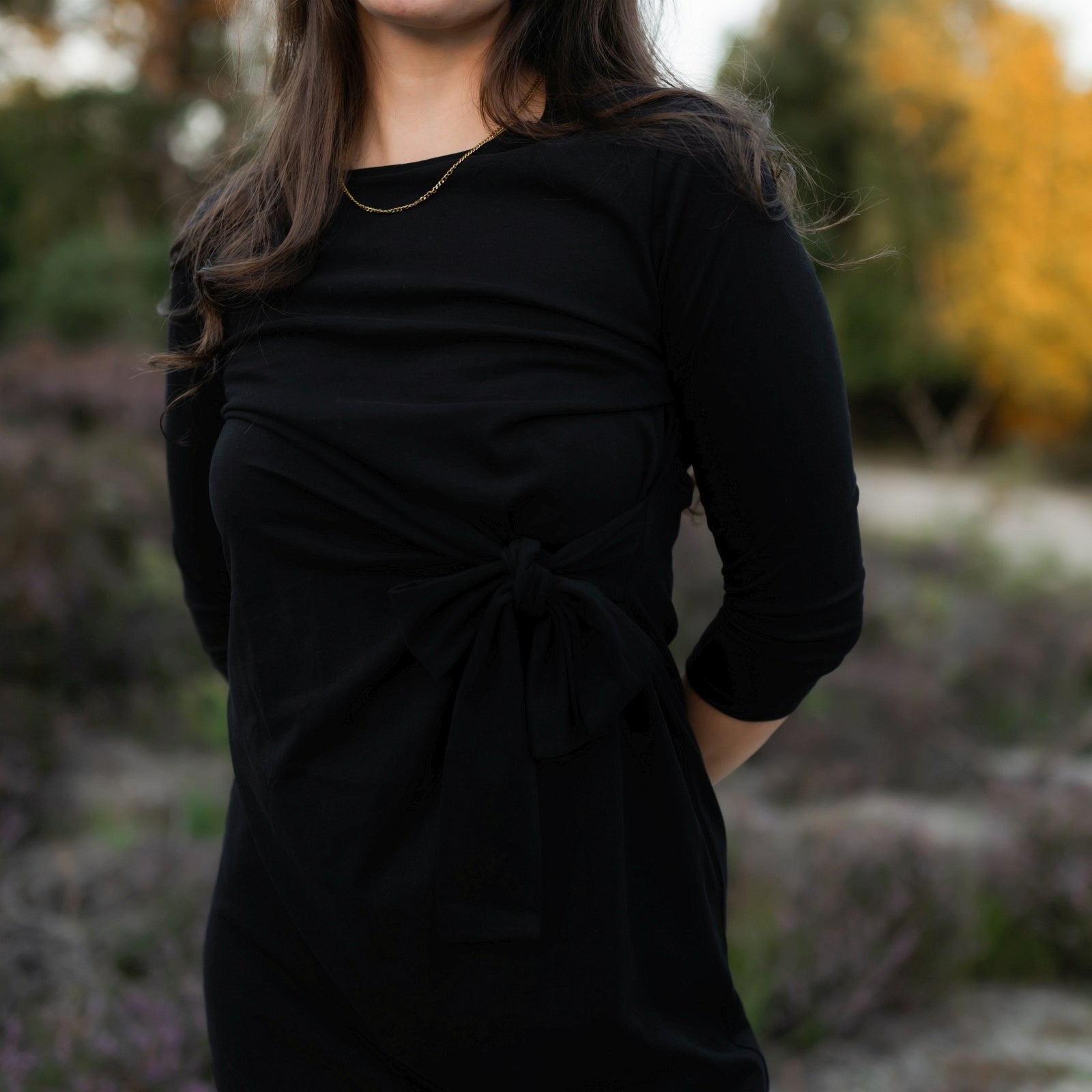 NORDLICHT Greta Langarm Jersey Kleid Schwarz