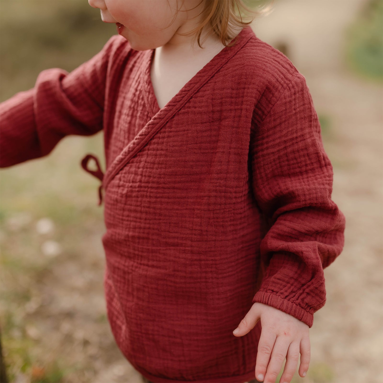 NORDLICHT Freda Kinder Wickeloberteil Rot Musselin