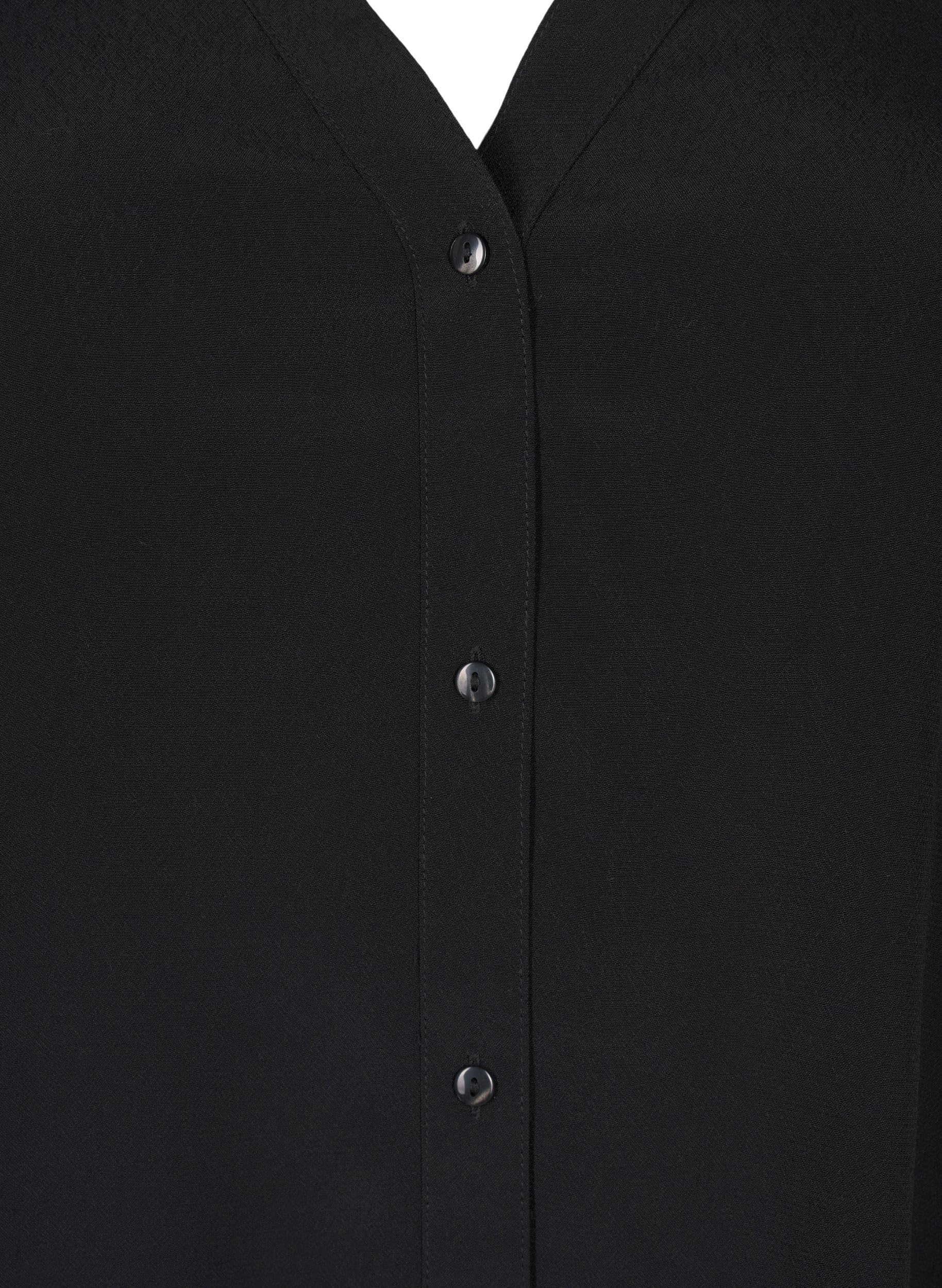 Zizzi Hemdbluse Viskose Kurzarm V-Ausschnitt Bluse Regular Fit