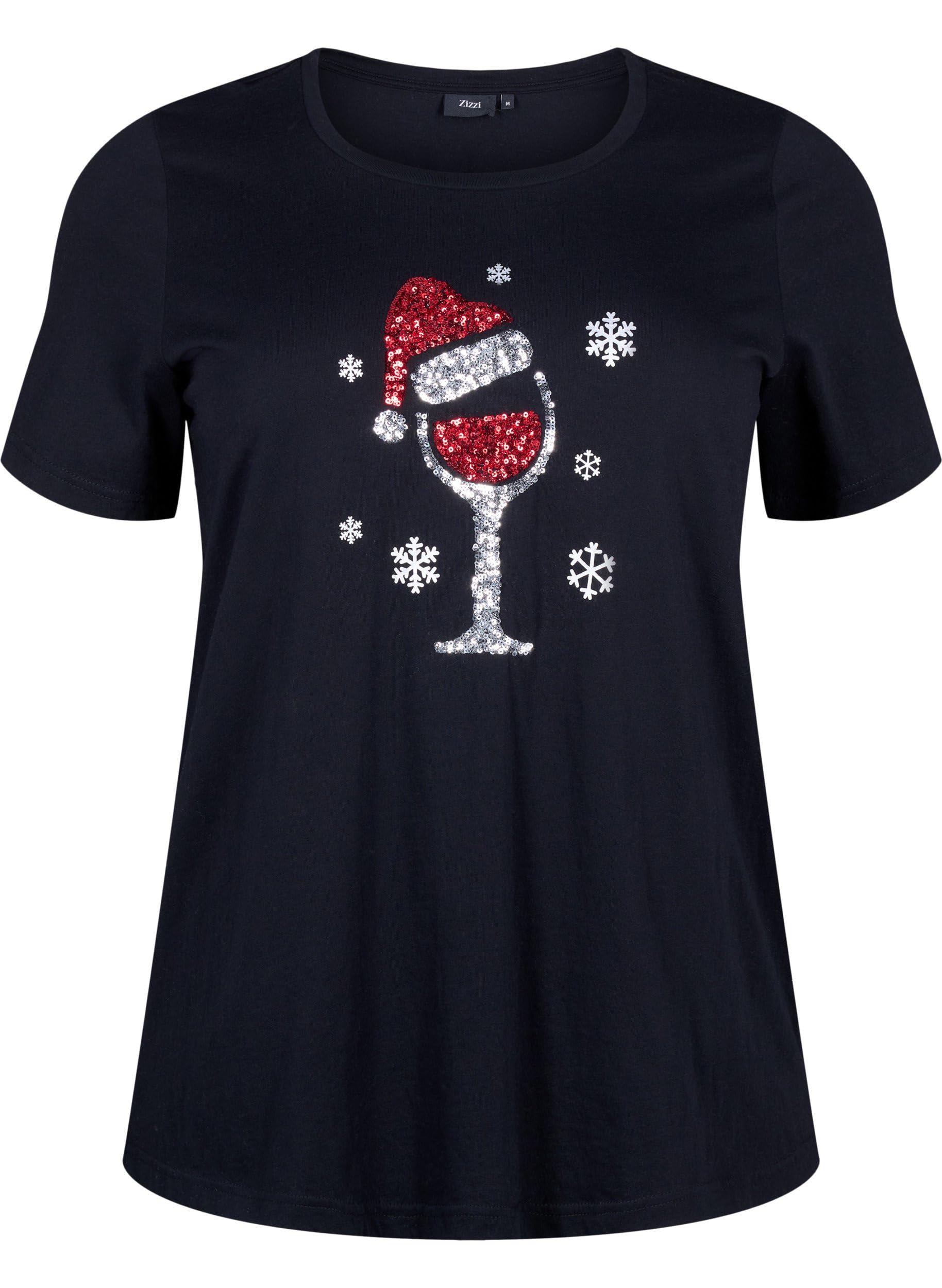 Zizzi Nightwear Weihnachts-T-Shirt Baumwolle Rundhals Gr. 42-60