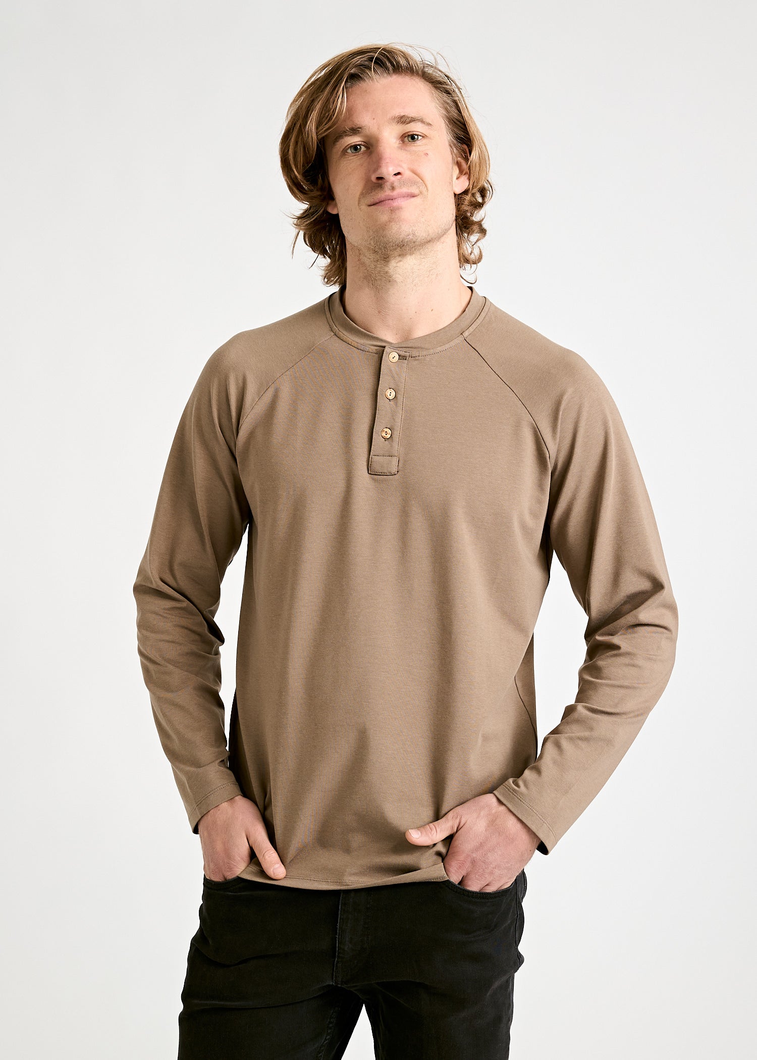 Wijld Fritz Langarmshirt Herren Shiitake Lyocell Bio-Baumwolle