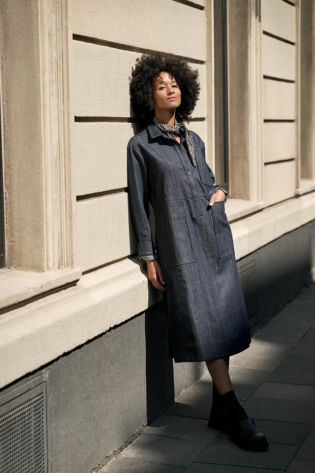 Christiane Strobel FABIENNE Hemdblusenkleid Denim Oversized