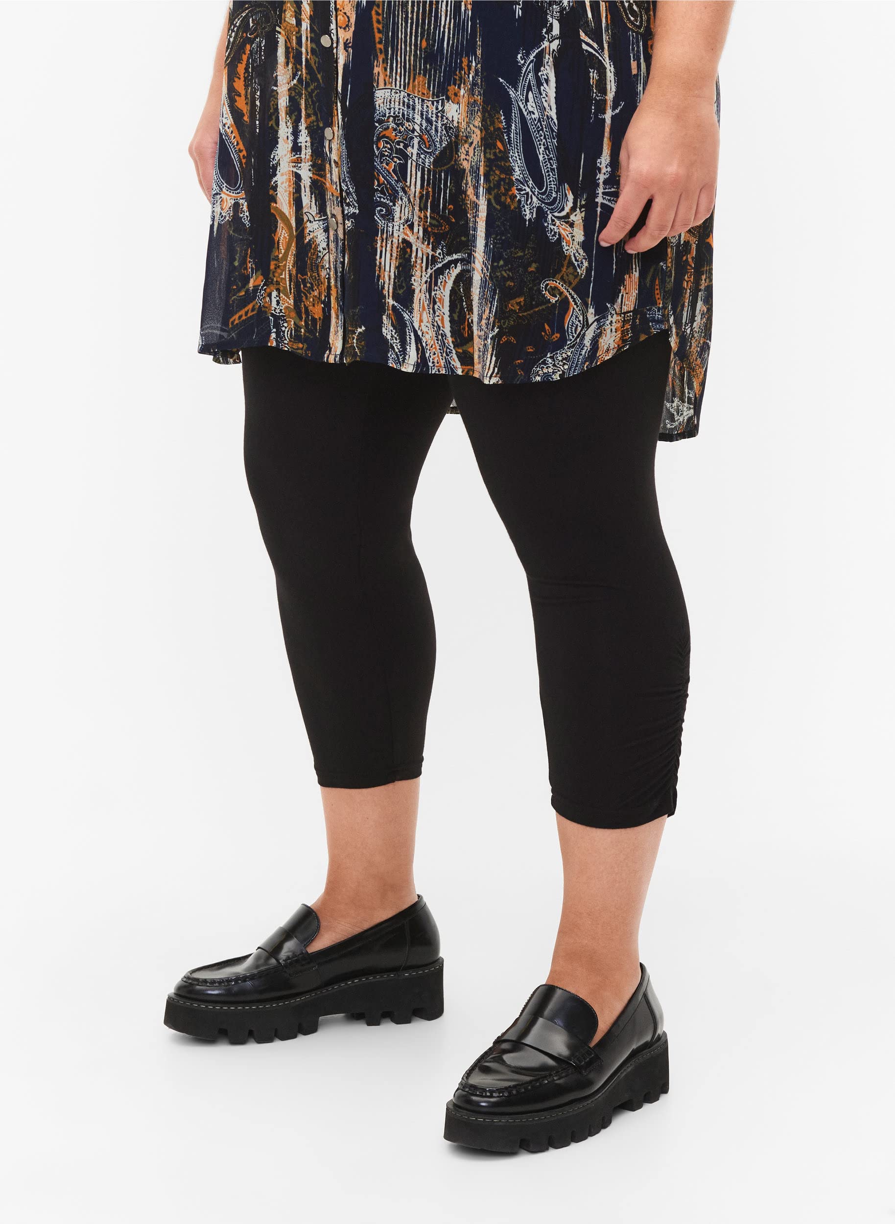 Zizzi 3/4 Leggings Viskose Stretch Rüsche Gr 46-48