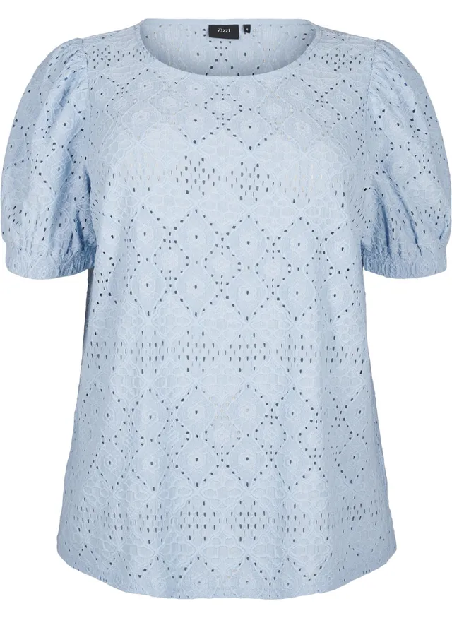 Zizzi Bluse Kurzarm Lochmuster Große Größen 42-60