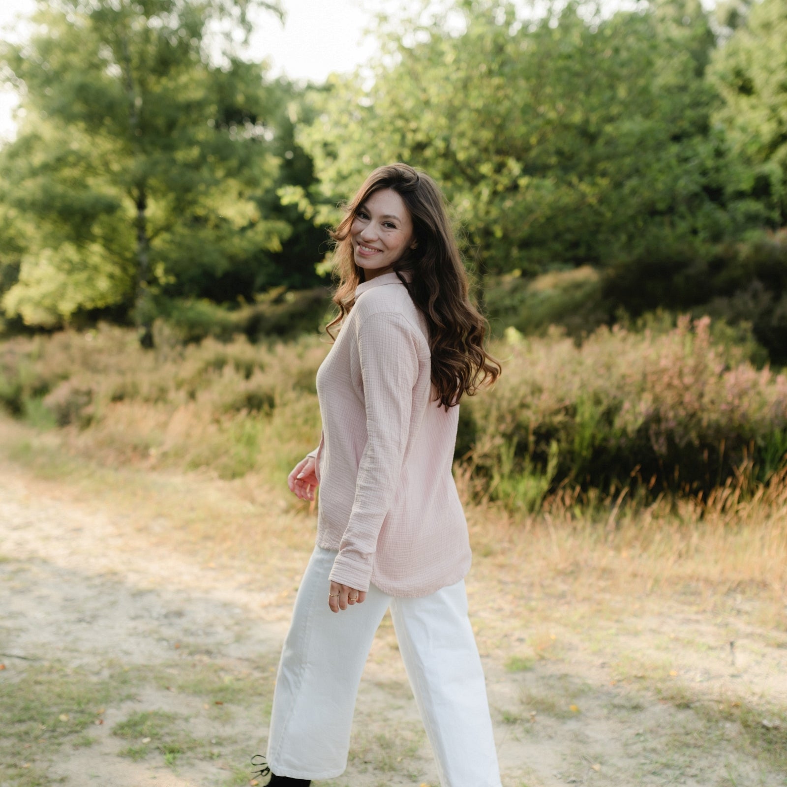 NORDLICHT Fenja Musselin Bluse Damen Rosa Bio-Baumwolle