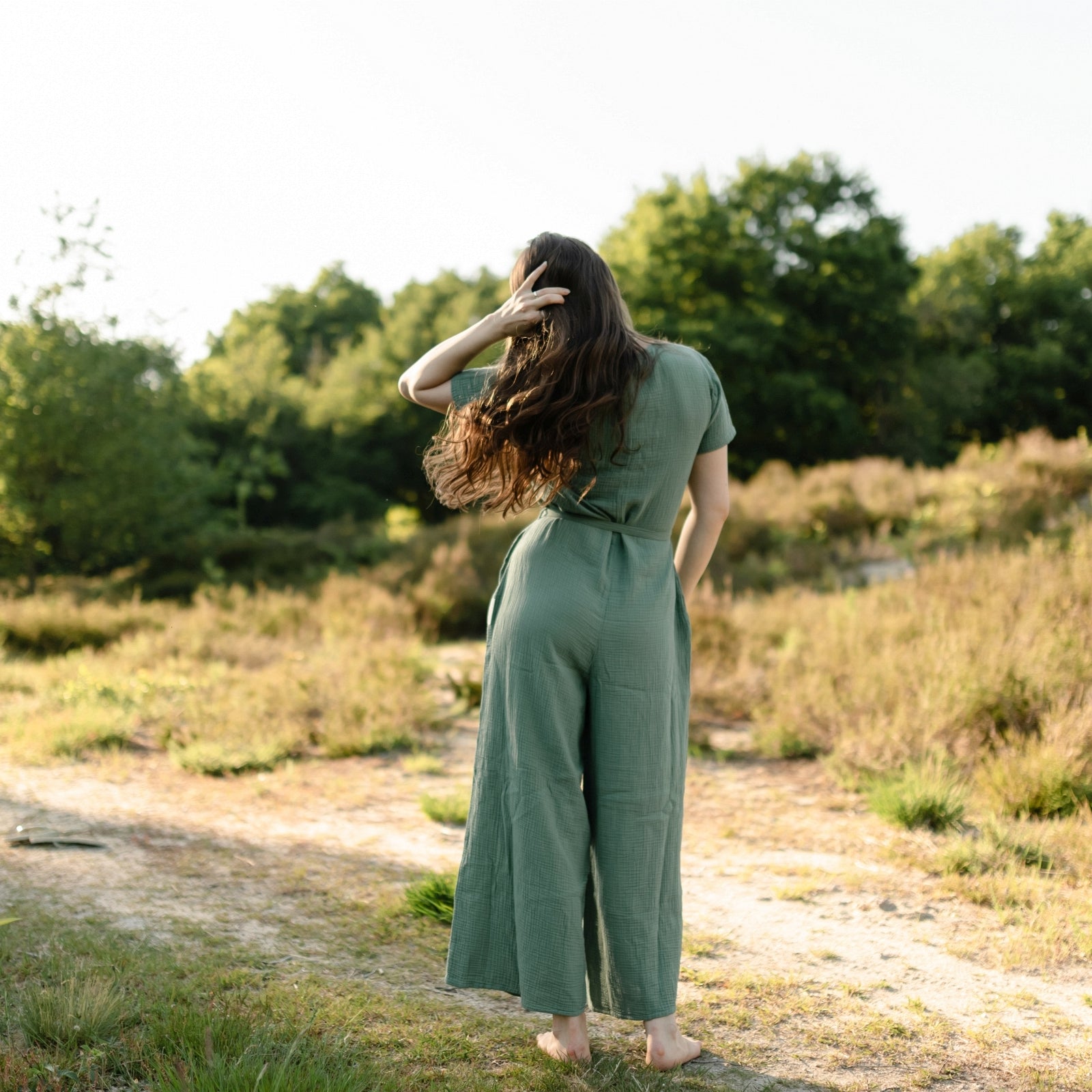 NORDLICHT Lara Musselin Jumpsuit Grün Bio-Baumwolle