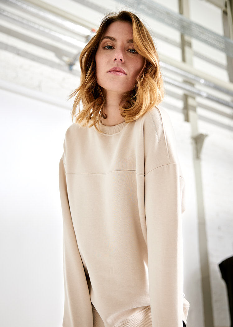 Wijld Marie Damen Sweater Pumice Stone Stehkragen Lyocell