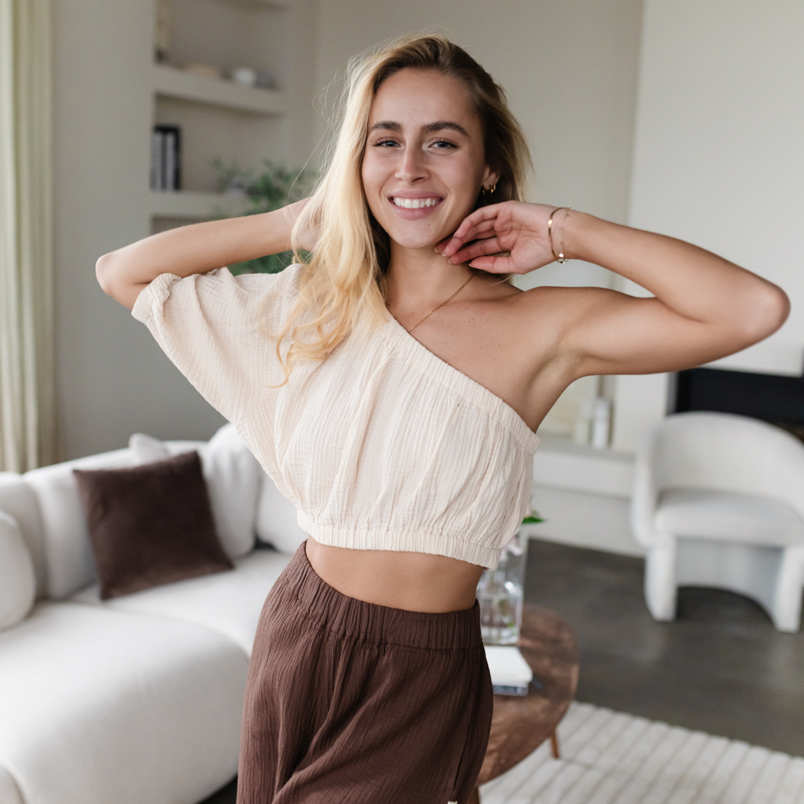 NORDLICHT Tops Siv Musselin Crop Top asymmetrisch