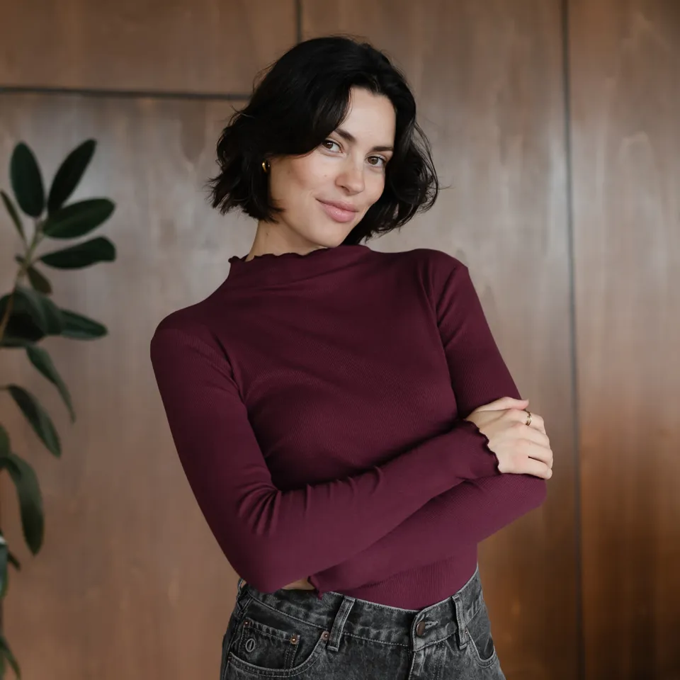 Nordlicht Lica Langarmshirt Cherry Stehkragen