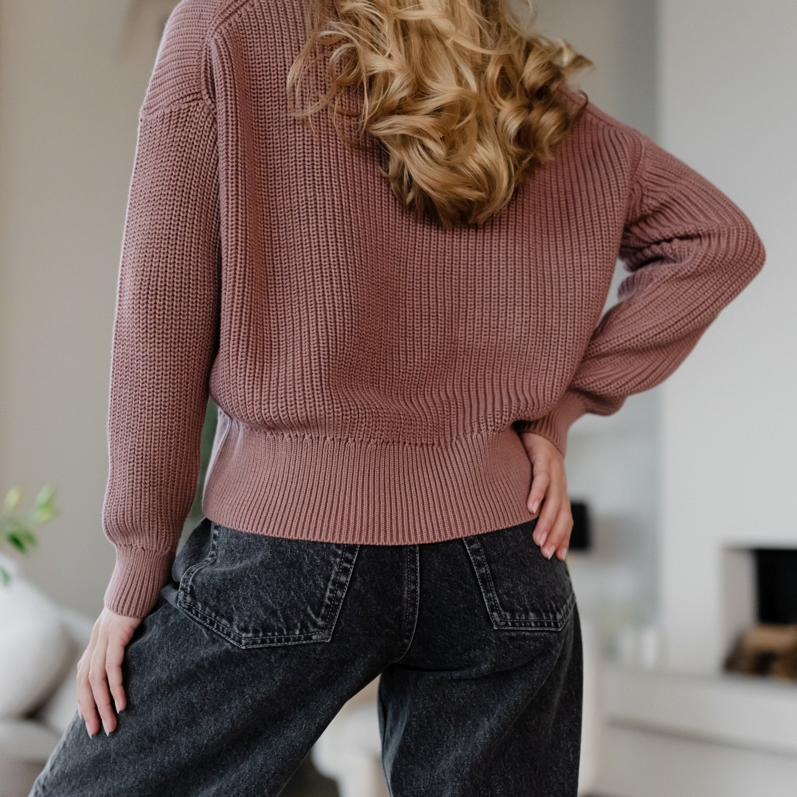 Nordlicht Mara Grobstrick Pullover Altrosa Bio-Baumwolle