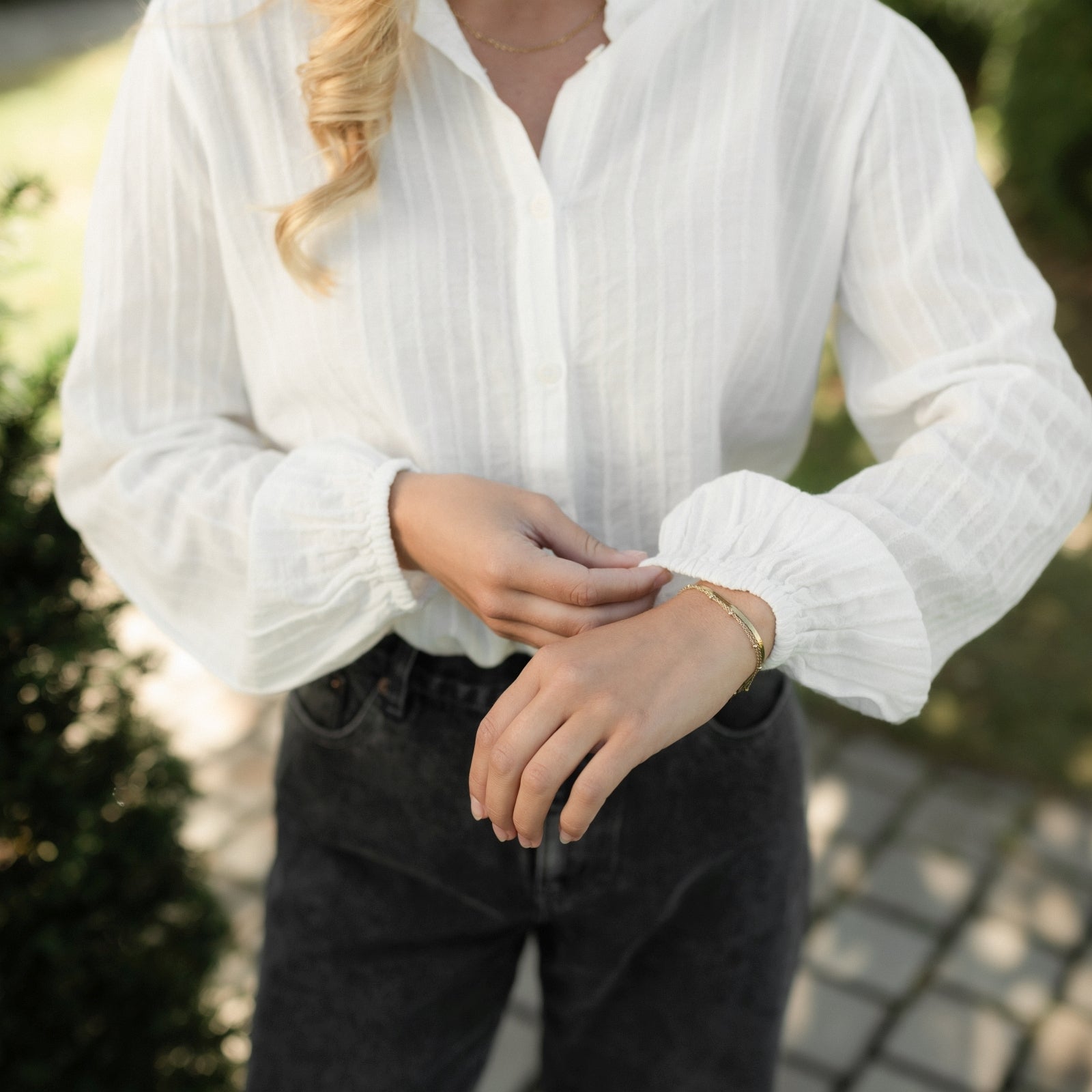 NORDLICHT Hilja Rüschen Musselin Bluse Weiß