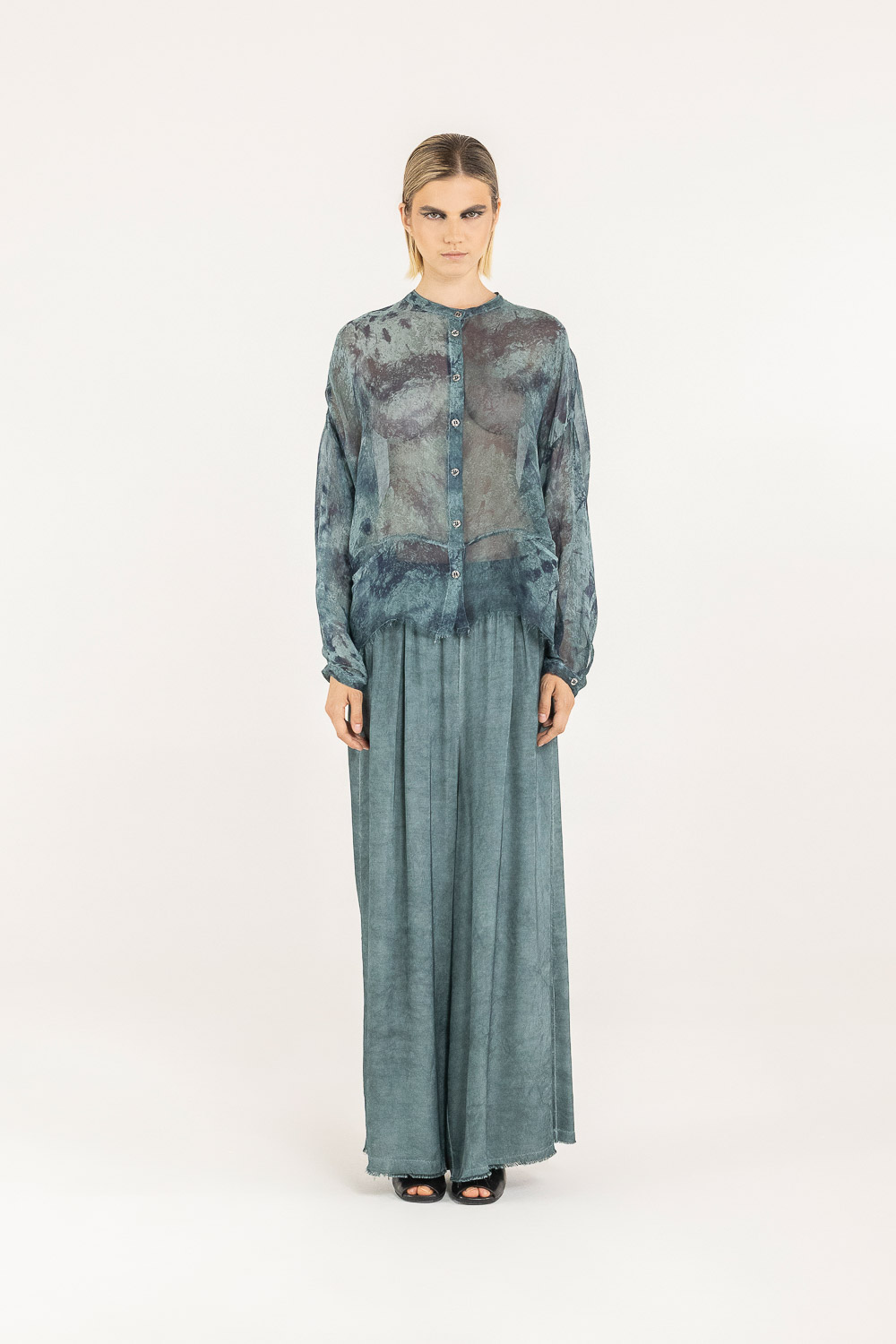 Sanctamuerte Camicie Over Boxy Bluse Viskose Seide