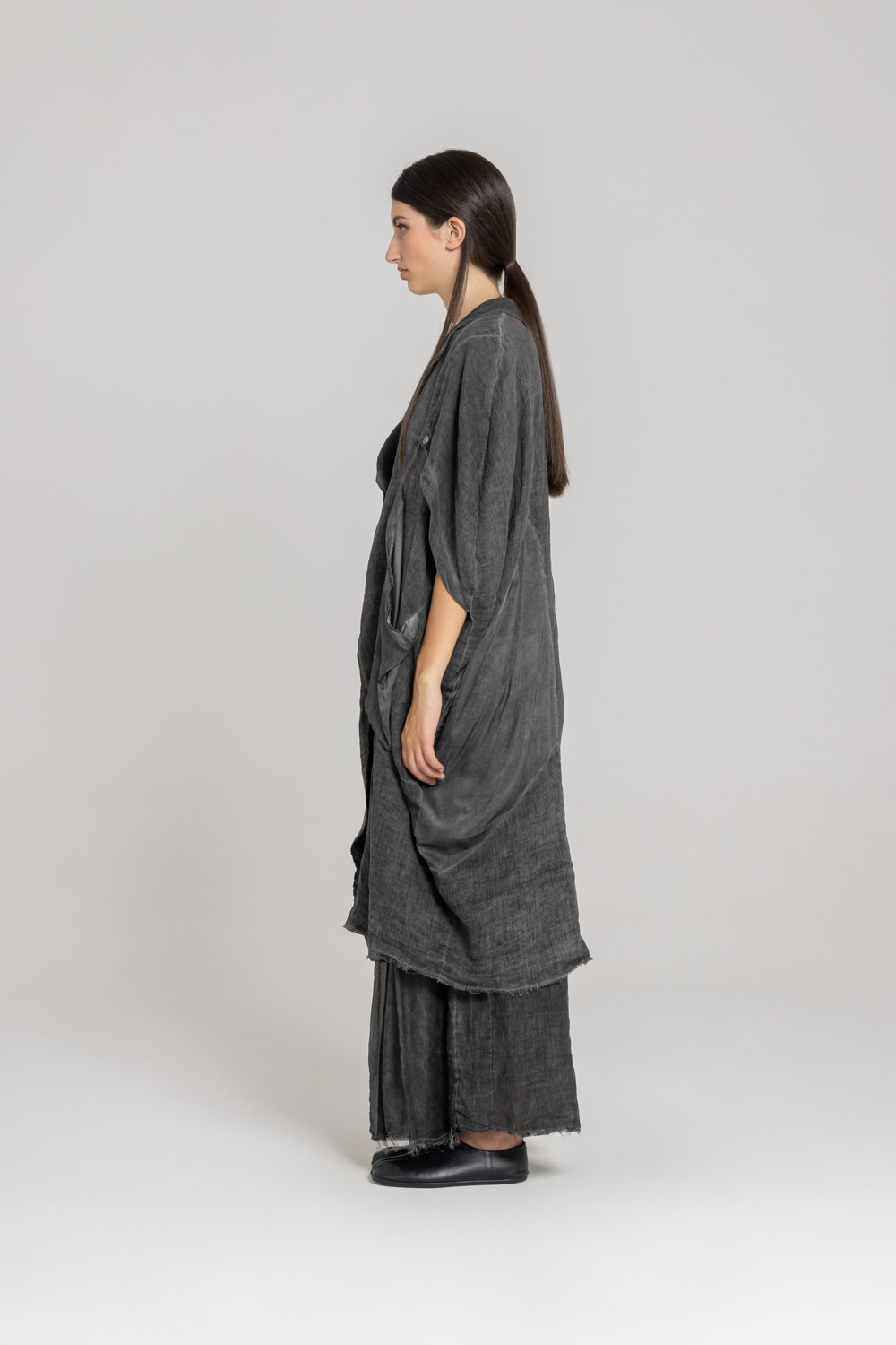 Sanctamuerte Capispalla Kimono Blazer Over Blazer Leinen