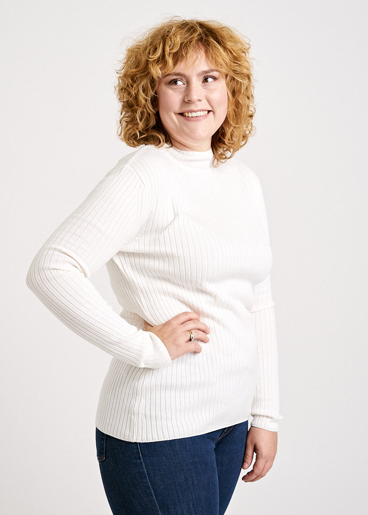 Wijld Rollkragen Strickpullover Damen Ivory Lyocell