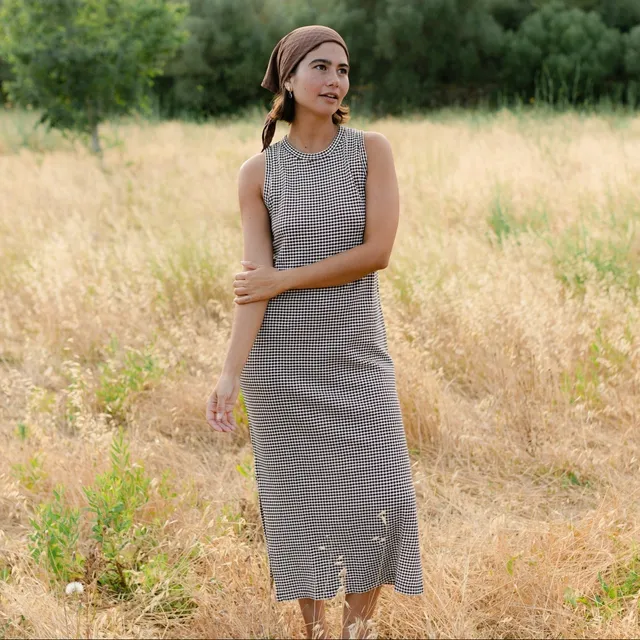 Nordlicht Rita Jersey Kleid gestreift Braun Midi