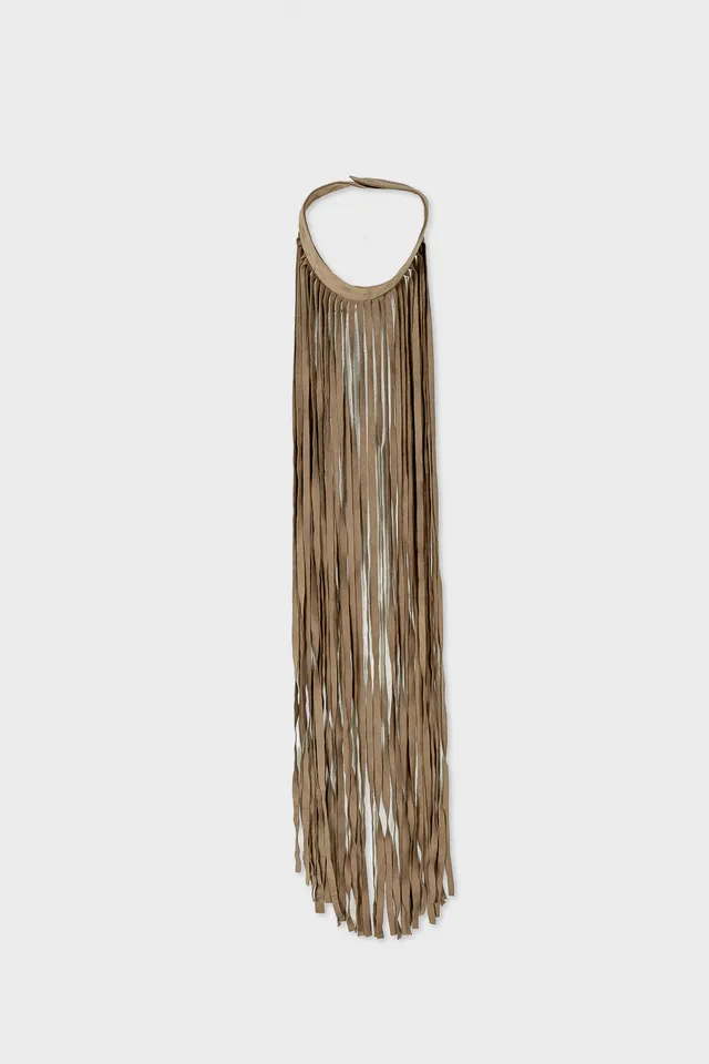 Sanctamuerte Accessori Collana Regolabile Kette Wildleder Fransen