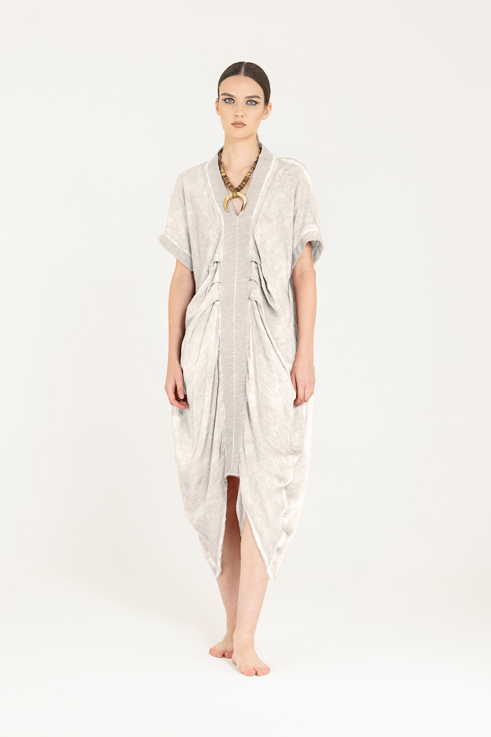 Sanctamuerte Abiti Loose Fit Kleid Baumwolle Kurzarm
