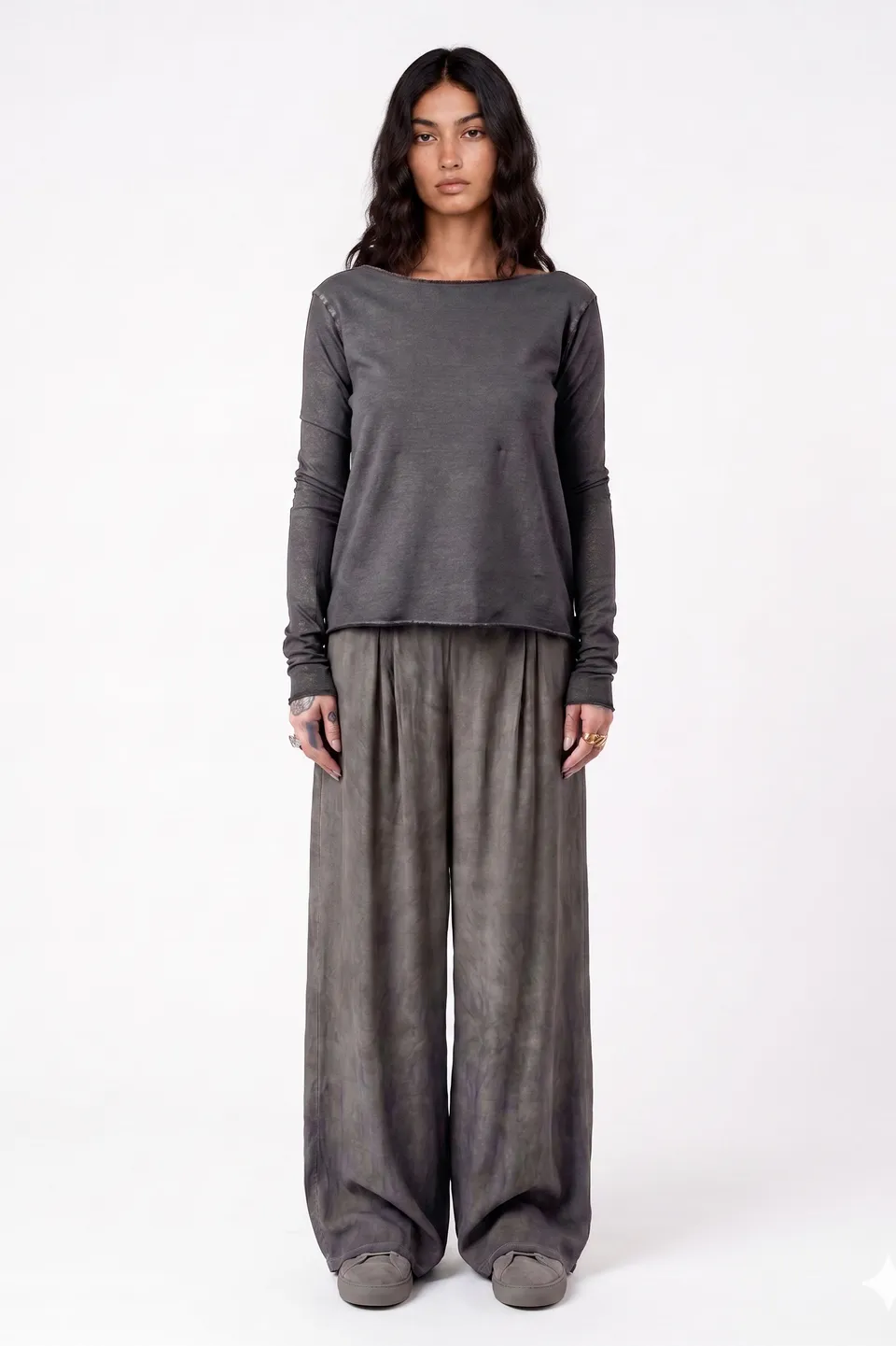 Sanctamuerte T-Shirt Manica Lunga Langarmshirt Crop Baumwolle