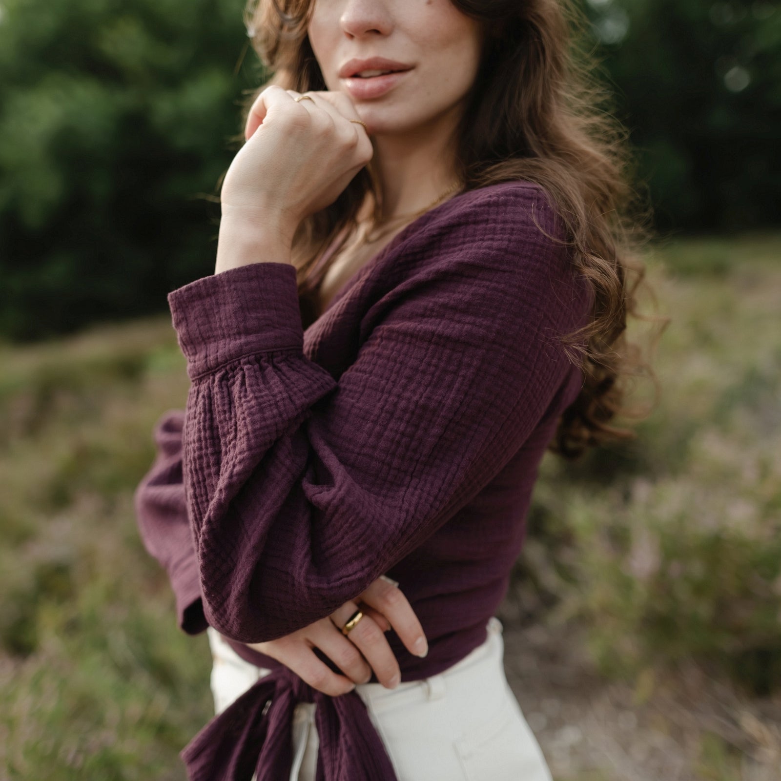 Nordlicht Freda Musselin Wickelbluse Cherry