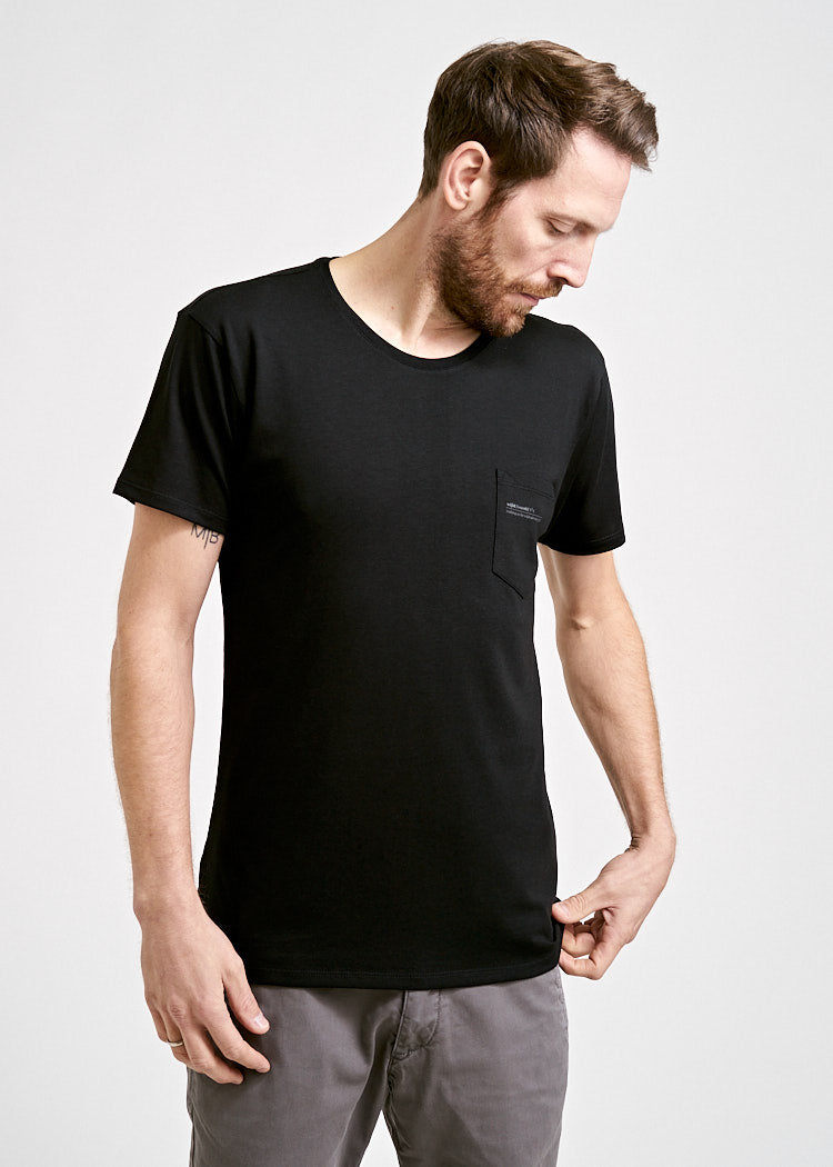Wijld Alex Pocket T-Shirt Herren schwarz Brusttasche Lyocell