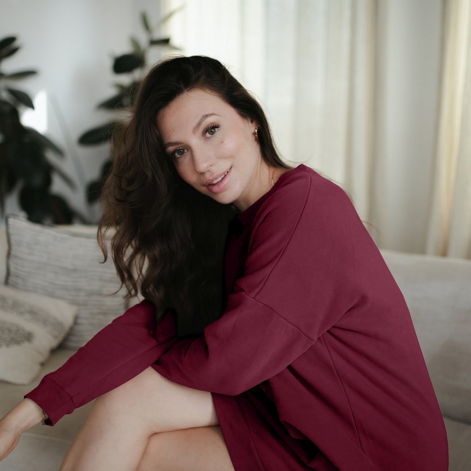 NORDLICHT Malin Sweat Kleid Rot Bio-Baumwolle