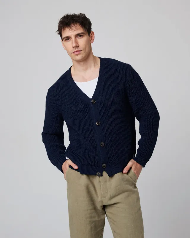 Peregrine River Cardigan Strickjacke Navy Baumwolle Herren