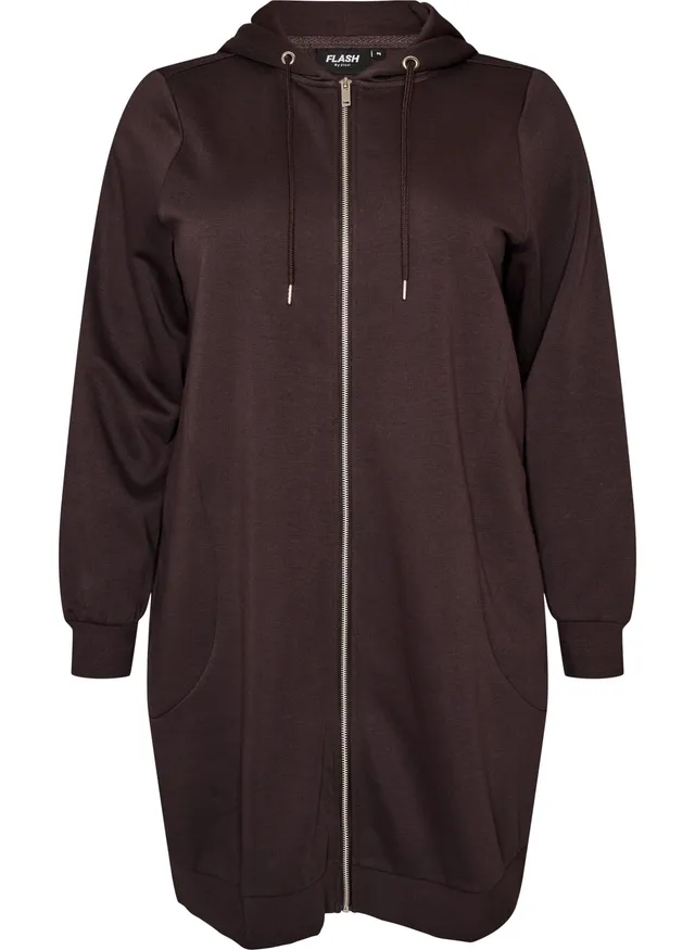 Zizzi Jackets Langer Hoodie mit Reißverschluss Größe 46-48