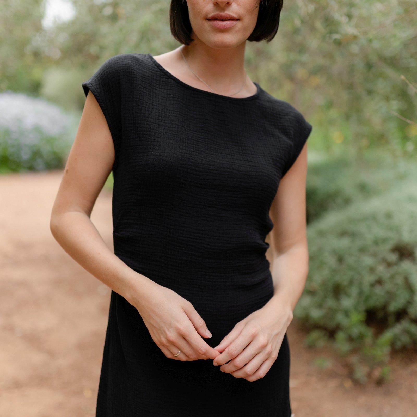 NORDLICHT Jule Musselin Kleid Schwarz Bio-Baumwolle