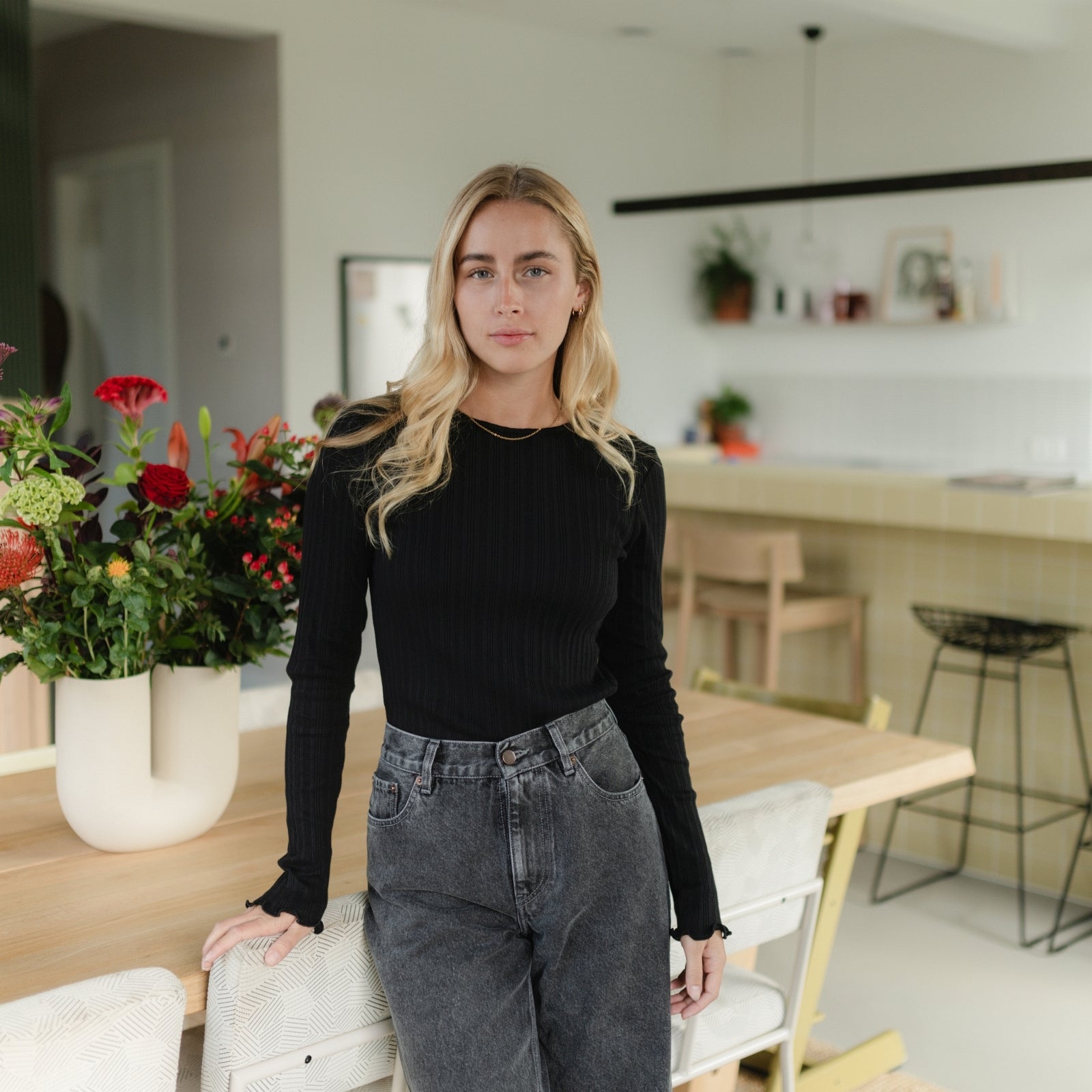 NORDLICHT Maja Langarmshirt Schwarz gestreift Bio-Baumwolle