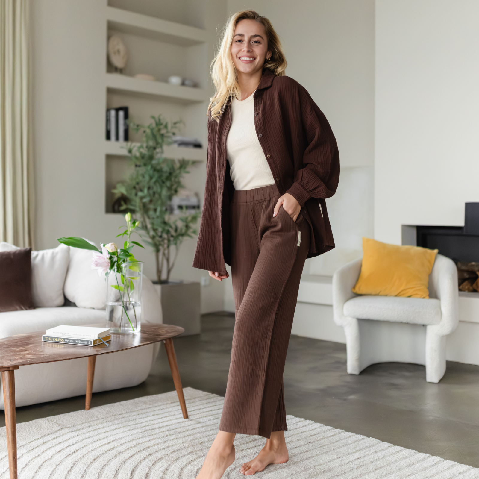 Nordlicht Falla Oversize Musselinbluse Braun Bio