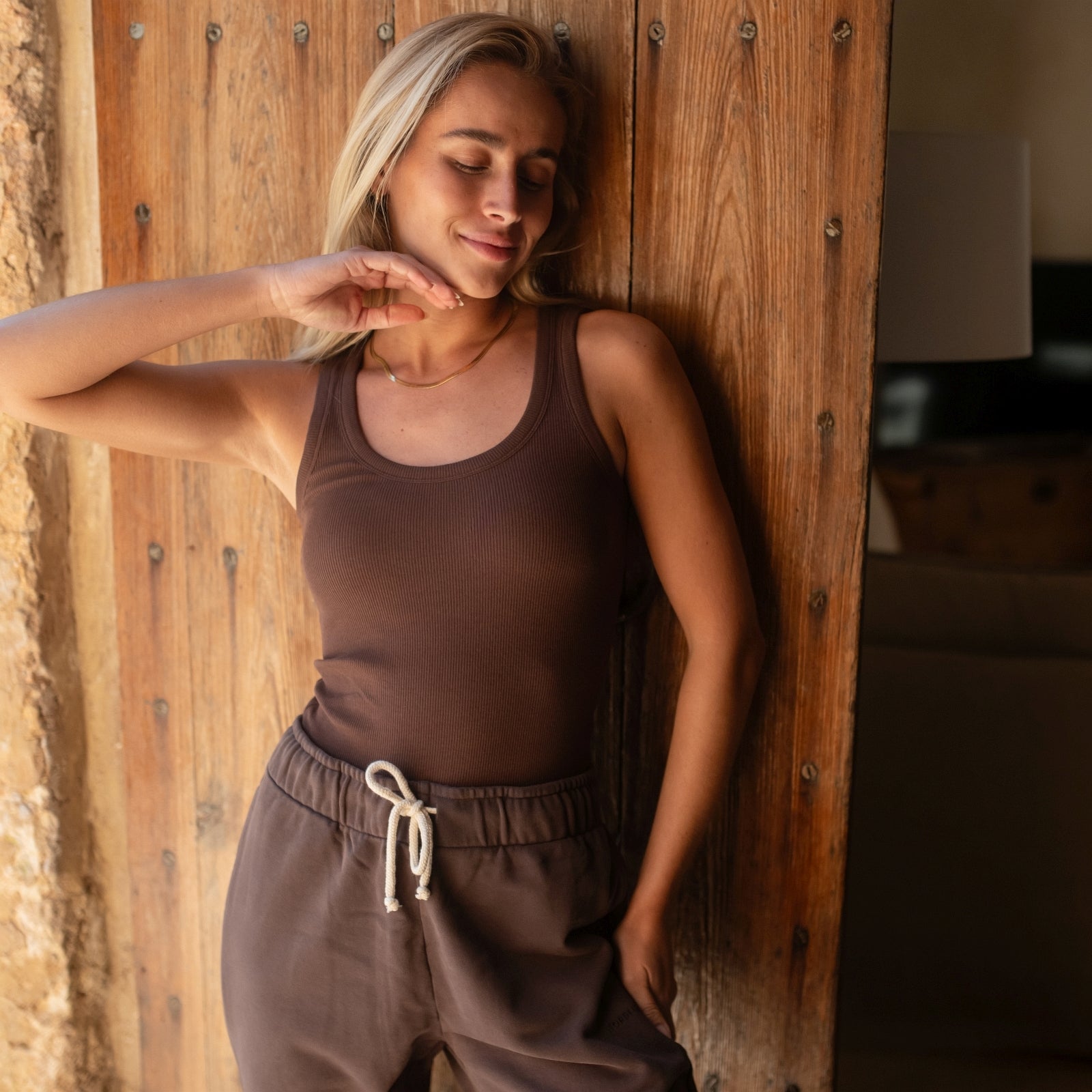 NORDLICHT Ninna Ripp Tanktop Braun Bio-Baumwolle