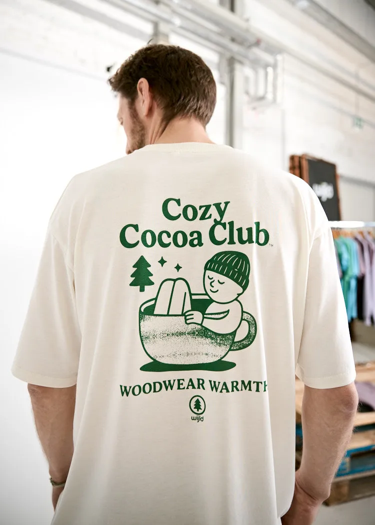 Wijld James T-Shirt Cozy Cocoa Club Print Holzfaser