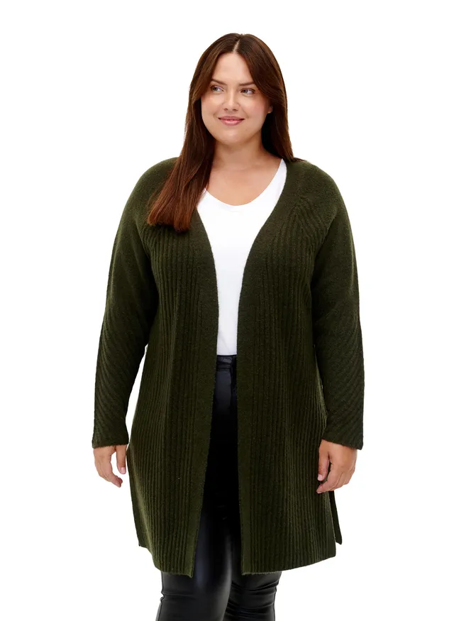 Zizzi Cardigans Strickjacke Offen Rippenstrick Einheitsgröße