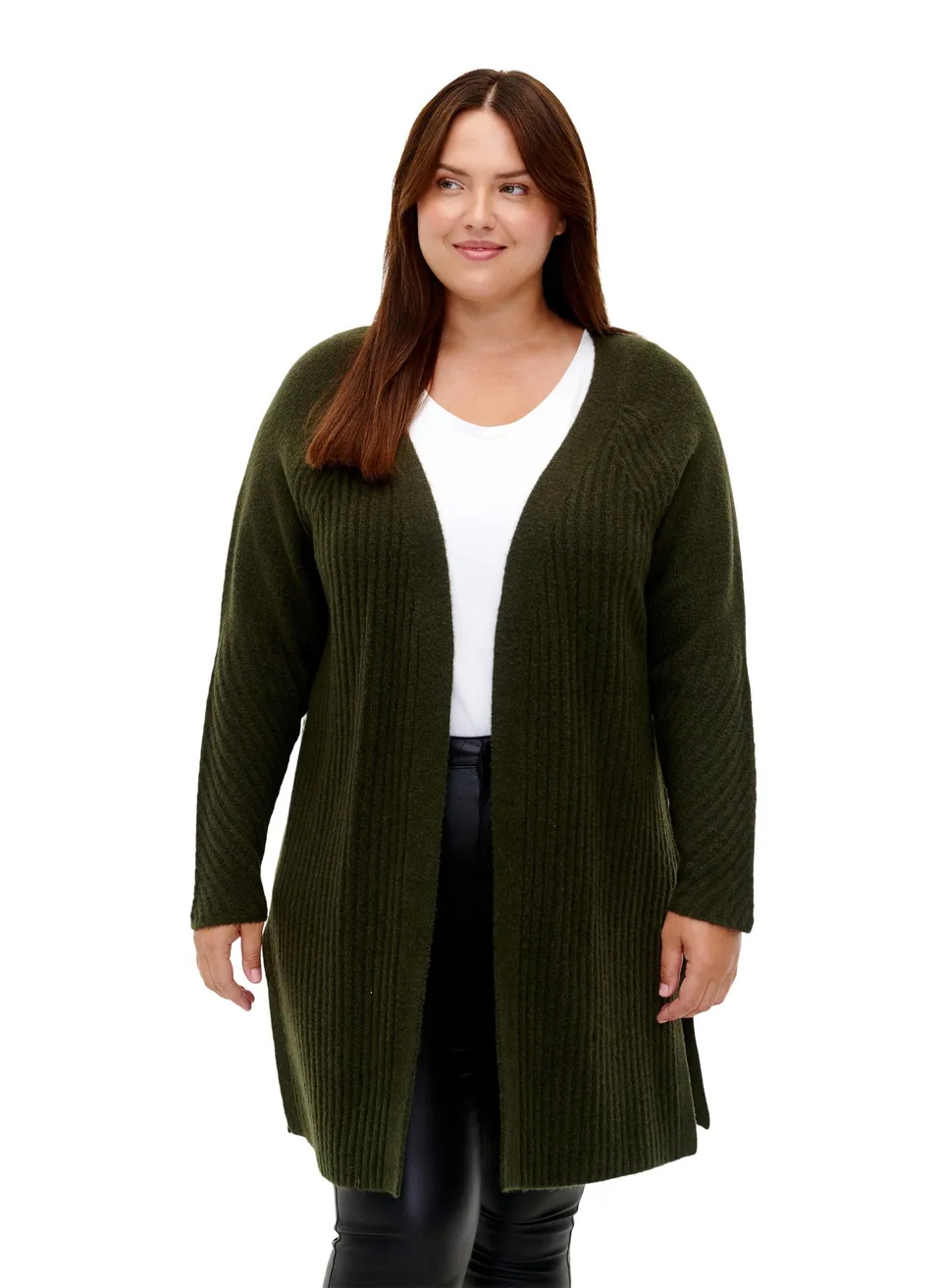 Zizzi Cardigans Strickjacke Offen Rippenstrick Einheitsgröße