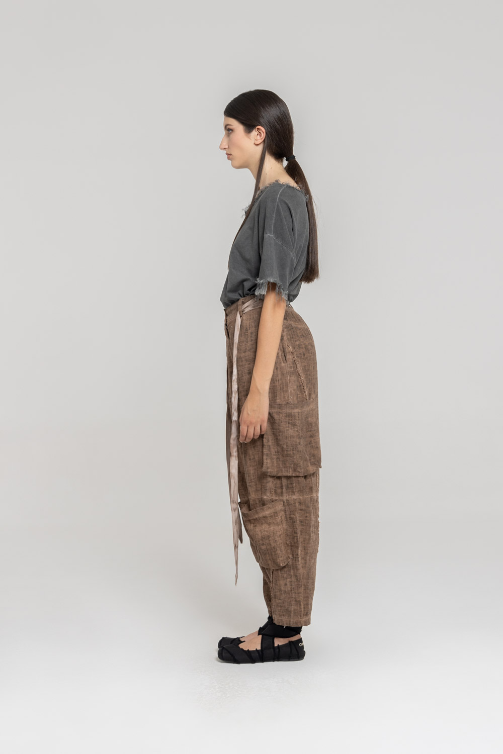 Sanctamuerte Pantaloni Cargo Hose Loose Fit Leinen