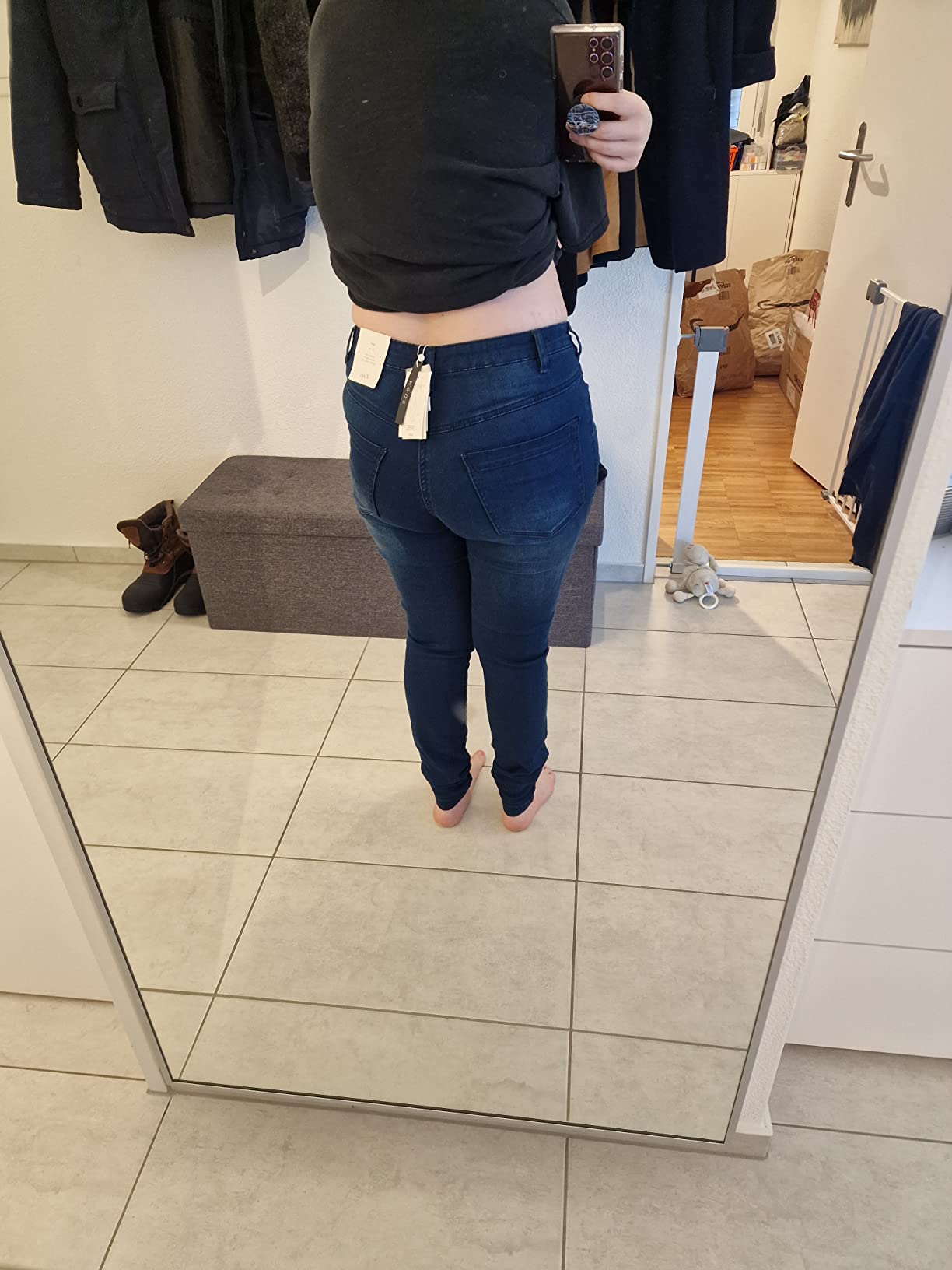 Zizzi Amy Super Slim Jeans Damen Schwarz Stretch