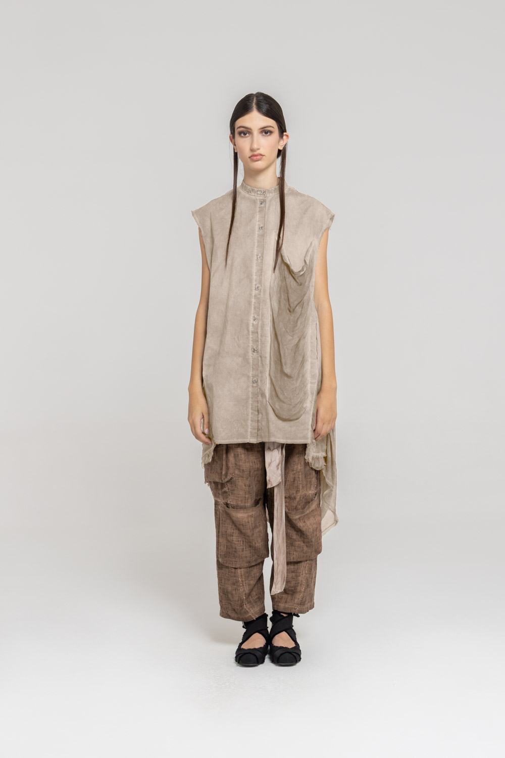 Sanctamuerte Camicie Camicia Coreana Bluse asymmetrisch Baumwolle