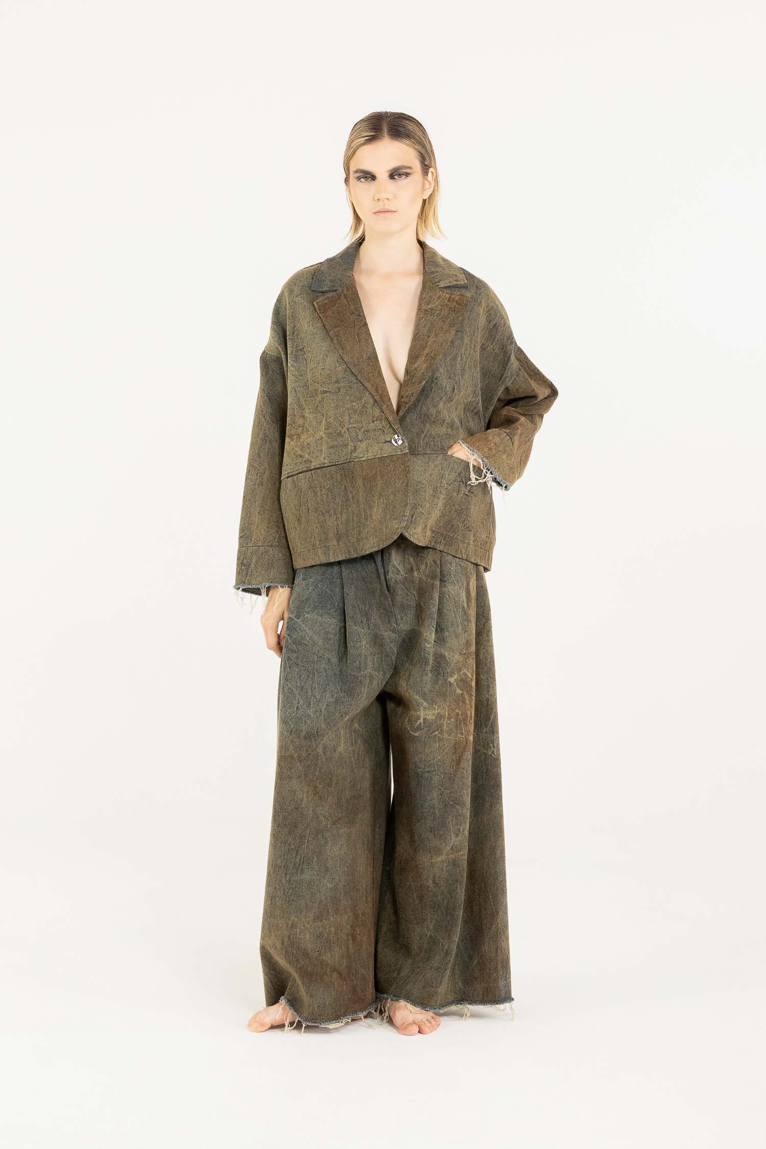 Sanctamuerte Capispalla Blazer Boxy Wende-Blazer Denim Rost