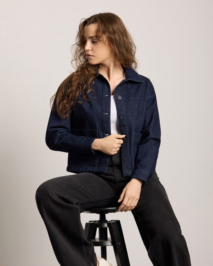 NIKIN TreeJacket Denim ReCotton Damen Jeansjacke Dark Indigo