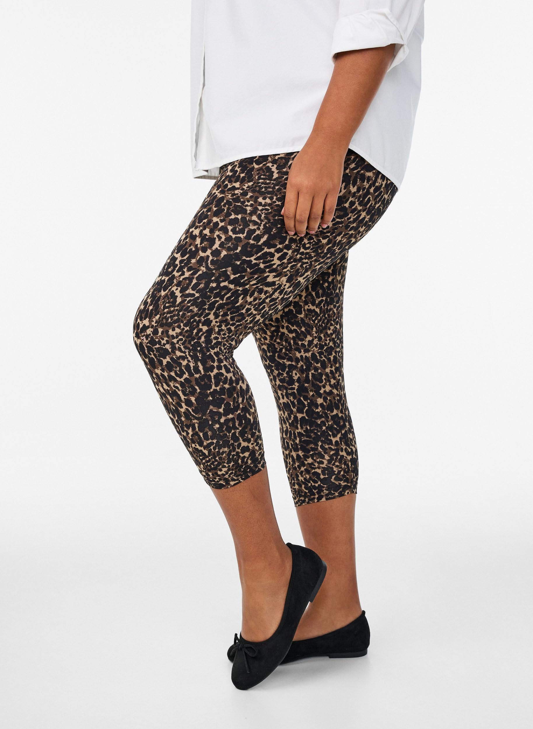 Zizzi 3/4 Leggings 2-Pack Schwarz Leo große Größen Damen