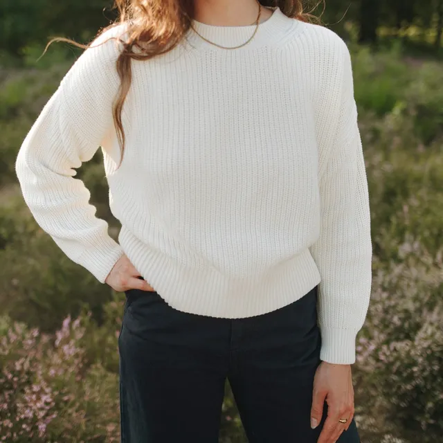 Nordlicht Mara Grobstrick Pullover Natur Bio-Baumwolle