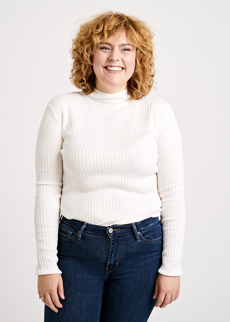 Wijld Rollkragen Strickpullover Damen Ivory Lyocell